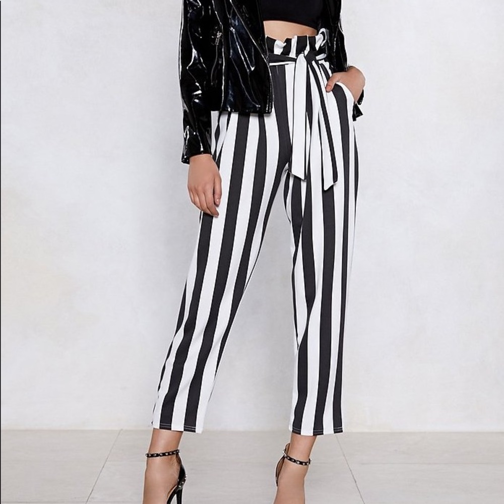 NWT Nasty Gal black and white striped pants